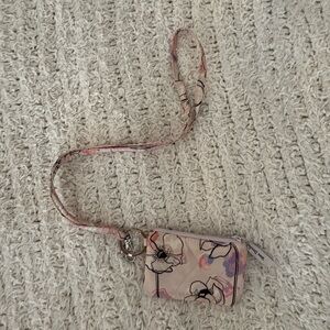 Vera Bradley pink and purple Floral Wristlet Keychain keycard lanyard